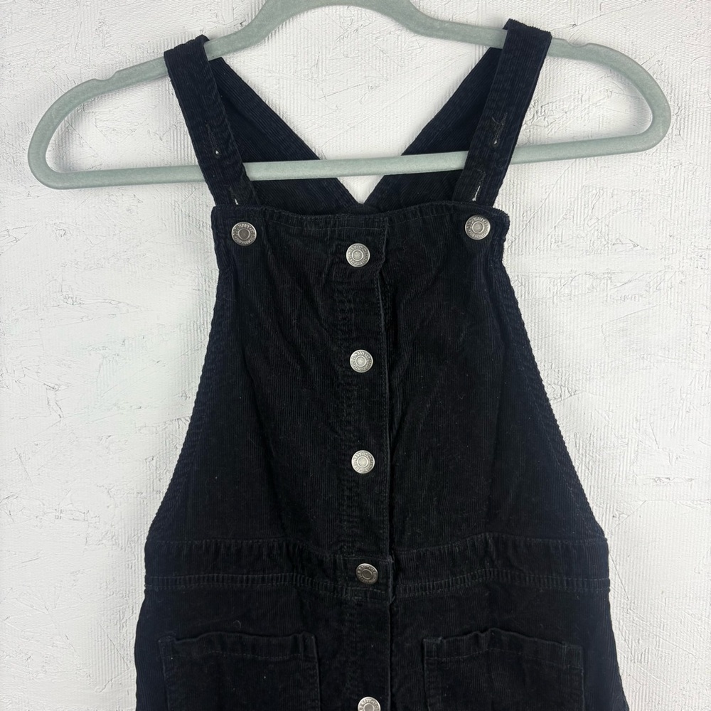 Old Navy Black Corduroy Denim Button-Front Overall Dress Girls XL 12 Y2K 90s - Picture 3 of 8